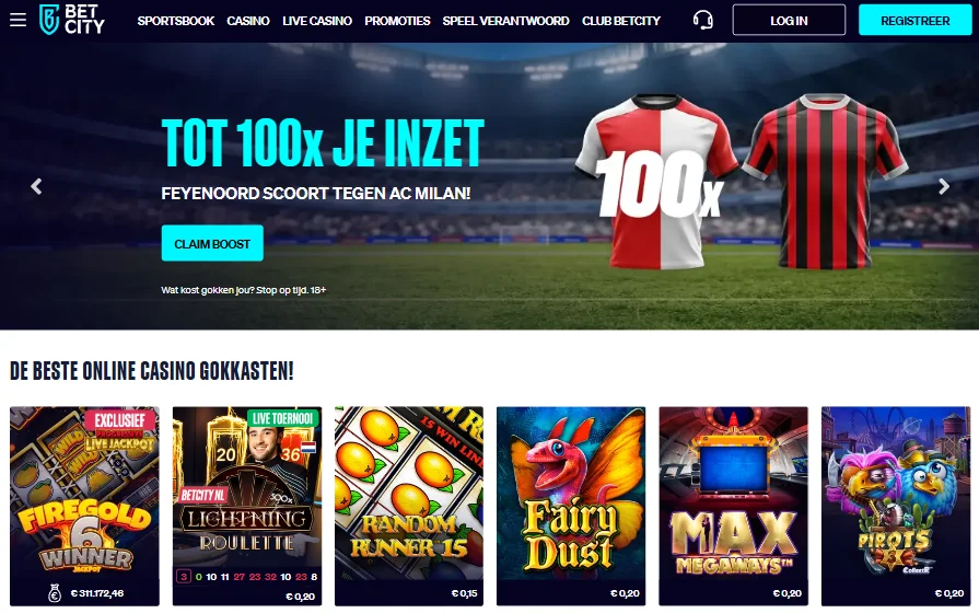 BetCity Hoofdplatformpagina