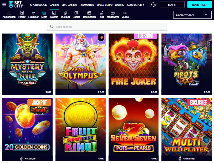 Online gokkasten bij Bet City